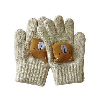 1 пара мультяшный медведь детские вязаные перчатки на пальцах зимние теплые перчатки удобные перчатки для малышей 3-7 лет 69HE