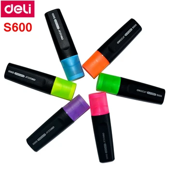 10 шт./коробка Deli S600 Маркер для ярких моментов Маркер для маркеров Nite Writer 6 цветов Флуоресцентная ручка Китай топ бренд Дели