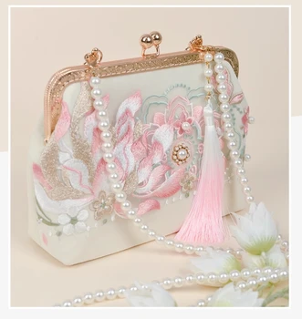 2023 Lotus Новая сумка из белого золота с цветочной вышивкой Япония Lolita Rose Mini Lace Женская сумка Металлическая рамка Tote Сумка через плечо