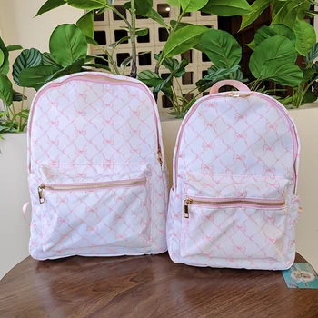 2023 Новый дизайн нейлоновый рюкзак с бантом и принтом Preppy School Backpack Водонепроницаемый повседневный рюкзак для девочек и женщин