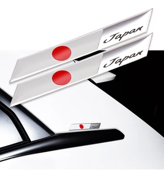 2pcs Алюминиевый флаг Японии Эмблема Крыло Багажник Наклейка Наклейка Наклейка Для TOYOTA RAV4 HONDA CIVIC MITSUBISHI SUBARU NISSAN MAZDA