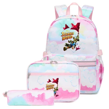 3 шт./компл. Рюкзак Disney Strange World Красочная сумка Мальчики Девочки Школьные сумки Подросток Студент с сумкой для ланча Travel Mochilas