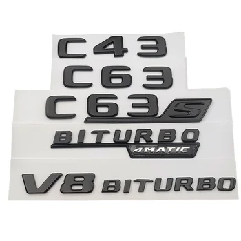 3d ABS Черный Багажник Автомобиля Значок Буквы C43 C63 C63S Задняя звезда Логотип V8 BITURBO 4MATIC Эмблема для Mercedes AMG W205 W204 Аксессуары