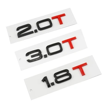 3d ABS Черный Красный Логотип 1.8T 2.0T 3.0T Эмблема Буквы Наклейка Авто Багажник Значок Для Audi A3 A4 A5 A6 A7 A8 Q2 Q3 Q5 Q7 Аксессуары