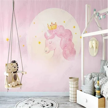 3D фотообои для детской комнаты Скандинавский розовый туман Единорог Фантазия Дом принцессы фоновые обои 3D декор спальни