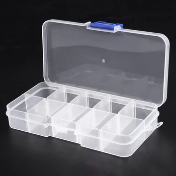 3X от 1 до 10 отделений Пластиковая коробка для хранения прозрачная для жемчужных булавок Ювелирные изделия Инструменты Маленькие аксессуары