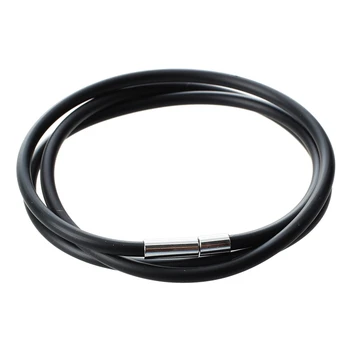 4 шт. 3 мм черное ожерелье из резинового шнура с застежкой из нержавеющей стали - 22 дюйма