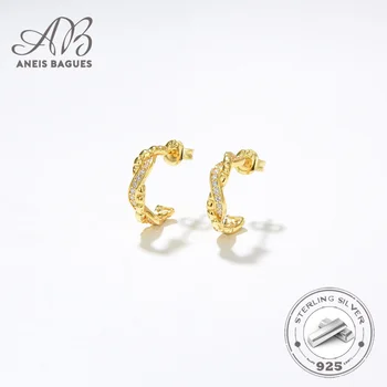 Aneis Bagues Luxury Spiral Twist Shape Set Цирконий 925 Стерлинговое Серебро С 18K Позолоченные Серьги Для Женщин Ювелирные Изделия