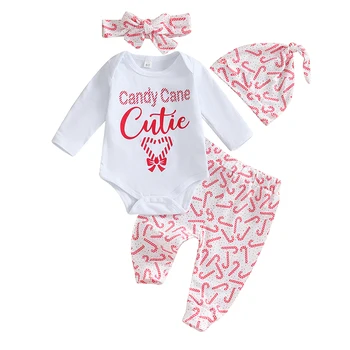 Baby Girl Boy Рождественский наряд My 1st Christmas Infant Romper Pants Set Осень-зима Детская одежда 3 шт. Набор