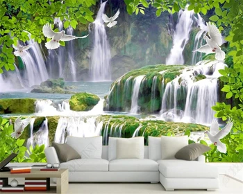 beibehang Индивидуальные обои современные, новые привлекательные обои с водопадом, пейзажем, озером, фоном