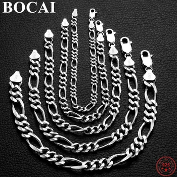BOCAI S925 Браслет из стерлингового серебра для мужчин и женщин 2021 Новая мода Плоский хлыст-цепь Pure Argentum Популярные ювелирные изделия