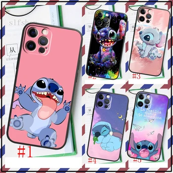 Disney Stitch Monster для iPhone 15 14 13 12 11 XS XR X 8 7 SE Ultra Pro Max Plus Mini Черный чехол для телефона