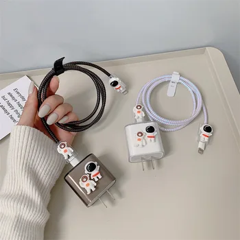 DIY Astronaut Кабель Намотка Набор USB Кабель Данных Протектор Быстрая зарядка Головка Намотка Защитный Чехол Для Apple Iphone 18/20 Вт