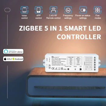 GELDOPTO Zigbee 3.0 5 в 1 Контроллер светодиодной ленты одноцветный RGB WW CW RGBW RGBCCT Диммер APP/Voice/RF Пульт дистанционного управления 12 В 24 В