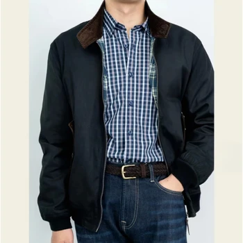 Harrington-Водонепроницаемая восковая куртка для мужчин, восковое пальто, повседневная одежда, складка воротника на куртке для сафари-кемпинга, верхняя одежда
