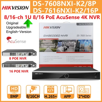 Hikvision 4K NVR 8-канальный DS-7608NXI-K2/8P 16-канальный DS-7616NXI-K2/16P 8/16 Порты POE AcuSense с распознаванием лиц
