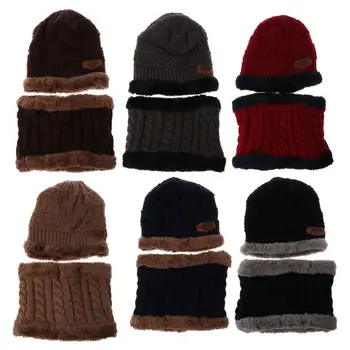 L5YF Теплая зимняя шерстяная вязаная шапка и шарф для шапок для девочек и мальчиков 3-12 лет