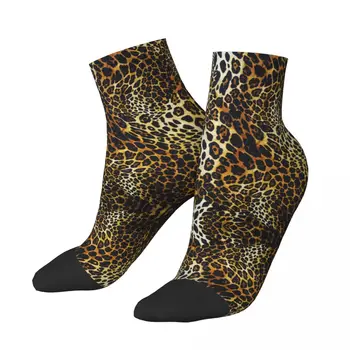  Leopard Skin Background Носки Короткие Уникальные Повседневные Дышащие Взрослые Лодыжки Носки
