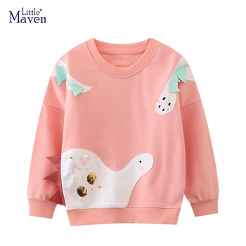 Little maven 2023 Детская одежда Детская одежда Девочки Динозавры Толстовка Осень Повседневная одежда Толстовки для детей 2-7 лет