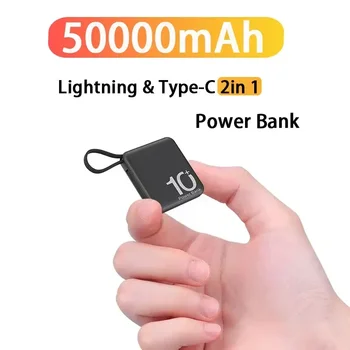 Mini Power Bank Встроенный шнур Портативный микро компактный внешний аккумулятор 10000 мАч Быстрая зарядка Внешний аккумулятор Аксессуары для мобильных телефонов