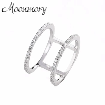 Moonmory Европейская горячая распродажа 925 стерлингового серебра простое обручальное кольцо для женщин высокое качество костяшки пальцев с белым CZ оптом