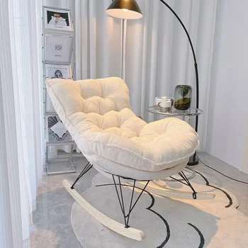 Nordic Роскошные стулья для гостиной Спальня для отдыха Кресло для отдыха с балконом Современная мебель для дома Дизайнер Кресло-качалка из одной ткани