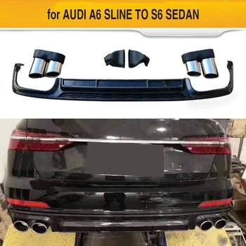 PP Авто Задний бампер Диффузор Губа Спойлер для Audi A6 S-line 2019 Not S6 RS6