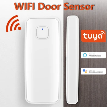 Tuya Smart WiFi Датчик открытой двери Датчик закрытия Уведомление об управлении приложением Smartlife, совместимое с Alexa Google Home