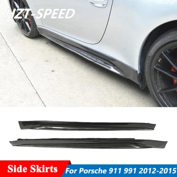 V Стиль Углеродное волокно Боковые юбки Удлинители губ Фартуки для Porsche 911 Carrera 991 991.1 991.2 GT3 2012-2015
