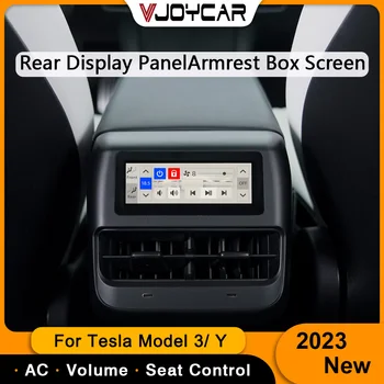 Vjoycar 2023 для Tesla Model 3 Y Аксессуары Задний дисплей управления Подлокотник Коробка IPS Кондиционер Голос Сиденье Контроль тепла-экран