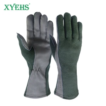 XYEHS 1 пара Длинные/короткие манжеты Кожаная военная форма Поставка Пилот Безопасность Рабочие перчатки Огнестойкие арамидные летные перчатки