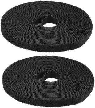 yoeruyo Многоразовые кабельные стяжки 5 м 16,4 фута Проволочные ремни Регулируемая застежка для шнура Черный 2 шт.