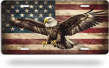  Американский флаг Номерной знак Белоголовый орлан Автомобильные передние номерные знаки Алюминиевый номерной знак Noverlty для мужчин и женщин США 6×12 дюйма
