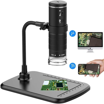 Беспроводной цифровой микроскоп Портативная инспекционная камера USB HD 50x-1000x с гибкой подставкой для iPhone, iPad, PC