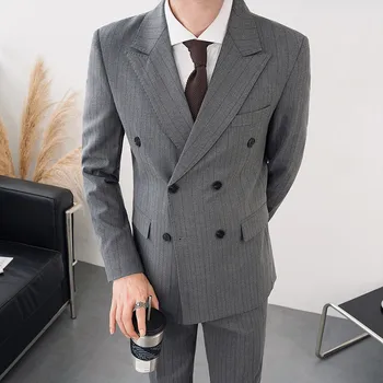 Бутик Four Seasons (костюм + брюки) Модный красивый британский стиль Корейская версия тонкого повседневного делового костюма-двойки