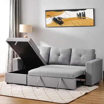 Горячая распродажа Подстаканник Модульный с местом для хранения Серая ткань Секционный диван KD Мебель для гостиной Угловой диван