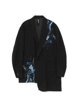 Двусторонний дизайн асимметрии Пиджаки унисекс yohji yamamoto мужчины homme GroundY блейзеры куртка для мужчин одежда для женщин