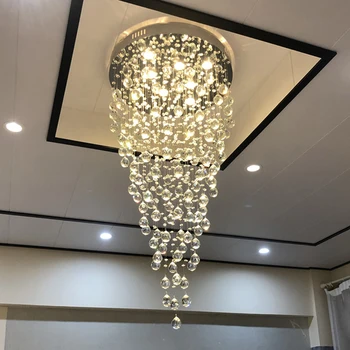 Длинная хрустальная люстра для гостиной Лестница Вестибюль Современное творческое внутреннее освещение Большая светодиодная лампа Роскошный домашний декор Блеск