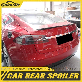 Для Tesla Model S 4-дверный седан задний спойлер 2012 - 2020 FRP неокрашенный цвет / настоящий углеродный волокно задний спойлер багажник багажник