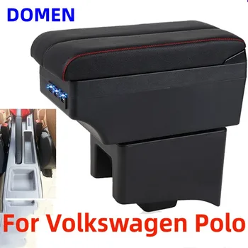 Для ящика подлокотника Volkswagen Polo Детали интерьера Центральное содержание автомобиля с выдвижным отверстием для чашки Большое пространство Двухслойная USB-зарядка