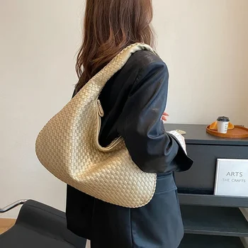 Женщины Корейский стиль Коса Повседневные сумки Y2K Chic Streetwear Твердая трикотажная сумка Модные женские сумки через плечо Большие сумки для женщин
