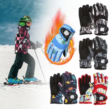  Зимние лыжные перчатки с теплым снегом Симпатичные мультяшные морозостойкие перчатки для сноуборда Толстые водонепроницаемые спортивные варежки для детей