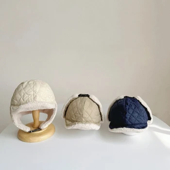 Зимние теплые шапки-бини для мальчиков и девочек Регулируемый подбородок Ремешок Шапка Мягкие и дышащие Детские кепки Чепчики Модные