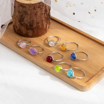 Изысканный подарок для девушки Дизайн ниши Треснувший простой акриловый бисер Кольцо в корейском стиле Модные ювелирные изделия Красочное кольцо Женское кольцо