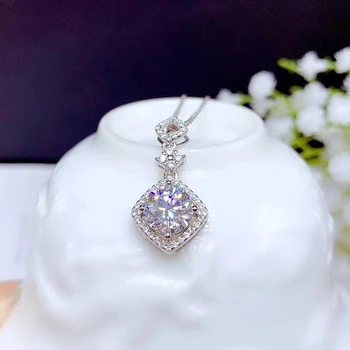 классическое блестящее муассанитовое ожерелье для женщин серебряное ожерелье ювелирные изделия из стерлингового серебра 925 пробы подарок на день рождения rouns блестящий драгоценный камень