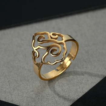  кольцо облака из нержавеющей стали, винтажное женское кольцо золотого / серебряного цвета в китайском стиле, регулируемое кольцо, открытое кольцо, подарки на День матери