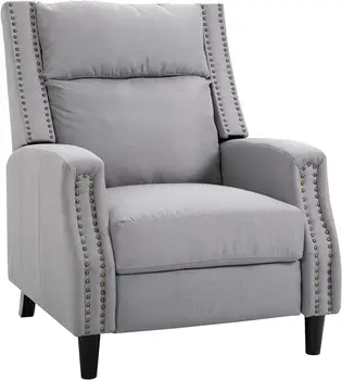  Комфортное кресло с ручным управлением с откидной спинкой на 135 градусов и выдвижной подставкой для ног, обтянутое мягкой тканью из полиэстера, серый