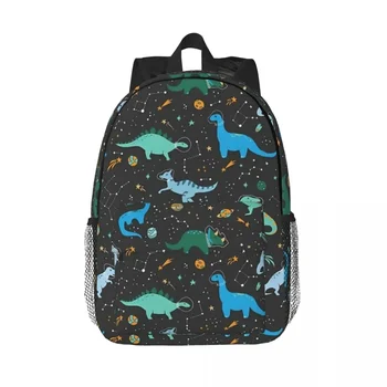 Космические динозавры в синих рюкзаках Сумка для мальчиков и девочек Мультяшные детские школьные сумки Дорожный рюкзак Сумка через плечо Большая емкость