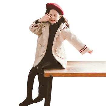 Куртка для девочек 2023 Осенне-зимние куртки для девочек Шерстяные пальто Мода Детская одежда Верхняя одежда для девочек Пальто 4 6 8 10 12 лет