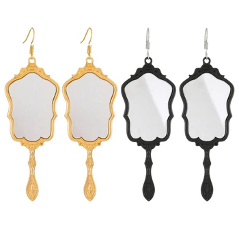 Модные зеркальные серьги для женщин Уникальная мини-серьга для макияжа с зеркалом и висячим